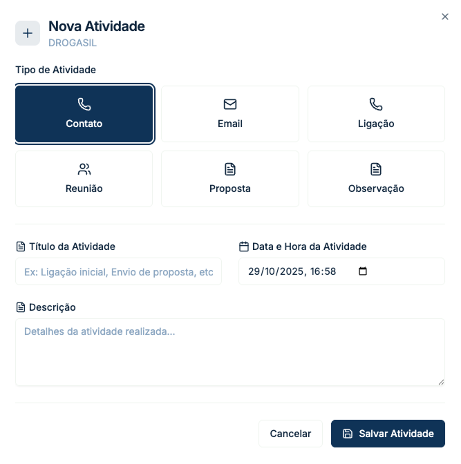 Sistema de Atividades do LeadsHunter
